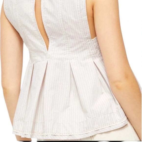 Free People good feels sleeveless peplum striped top size L NWT - Picture 8 of 11